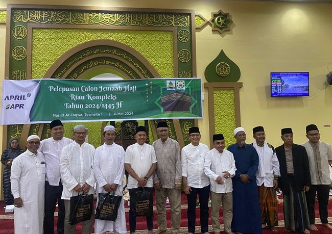 Acara pelepasan Calon Jemaah Haji Riau Kompleks PT RAPP di Masjid di Masjid At-Taqwa, Pangkalan Kerinci, Pelalawan