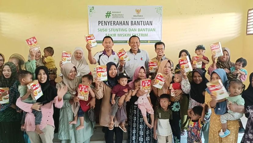 Kolaborasi Baznaz dan TPPS Rohul, Salurkan Makanan Tambahan di Tiga Desa Lokus Stunting di Bangun Purba